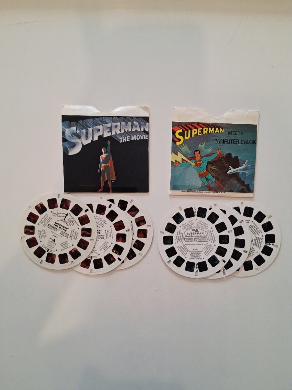 Vintage 1970s Lot of 2 Sets View Master Superman Reels